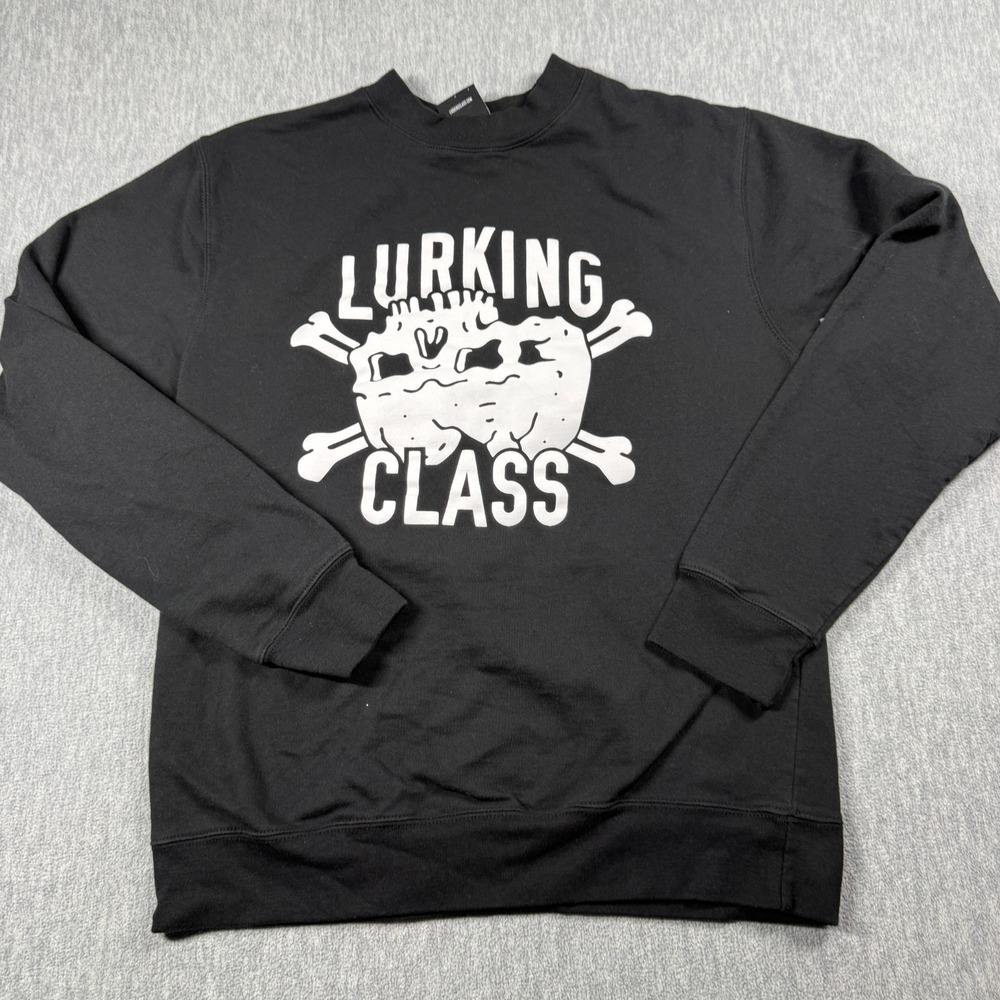 Lurking Class Sweatshirt Men M Black Skeleton Skull Bones Graphic Crewneck Skate